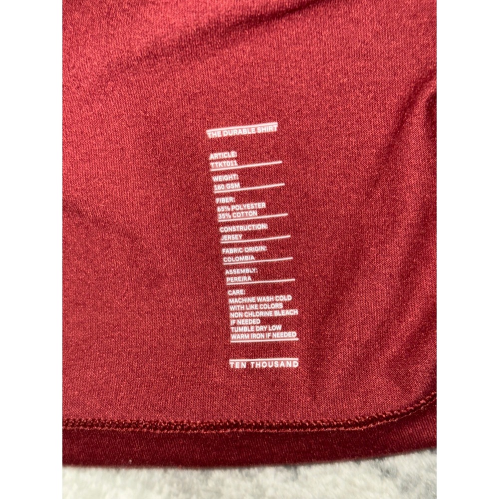 Ten Thousand The Durable Shirt TTKT011 Mens Large Maroon Burgundy Training Tee - Picture 5 of 7